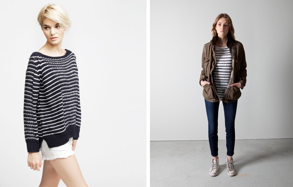 What everyone in NYC is wearing, as observed by Cup of Jo (right), and interpreted for this week's hotter temps (left). Images via Wool and the Gang . Right image via Pinterest .