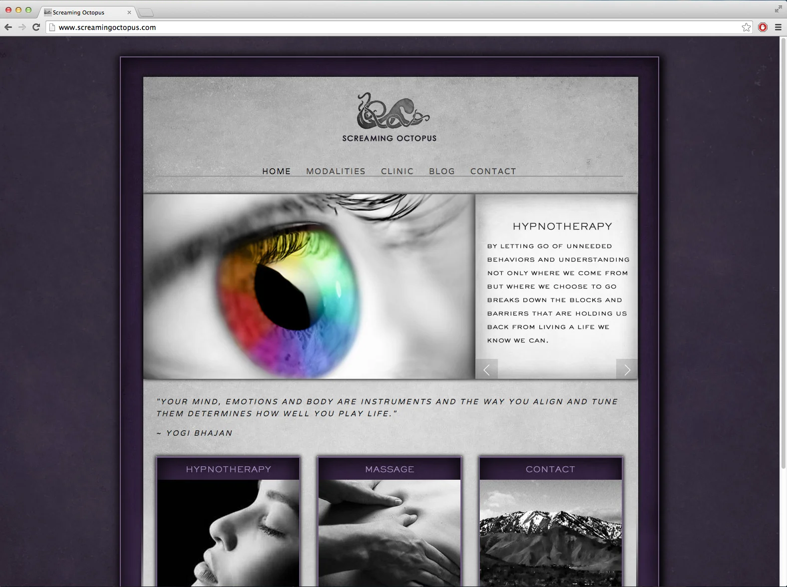 New 2014 website adapted to focus on client's shift toward spirituality and advanced techniques for deeper physical and mental therapy.