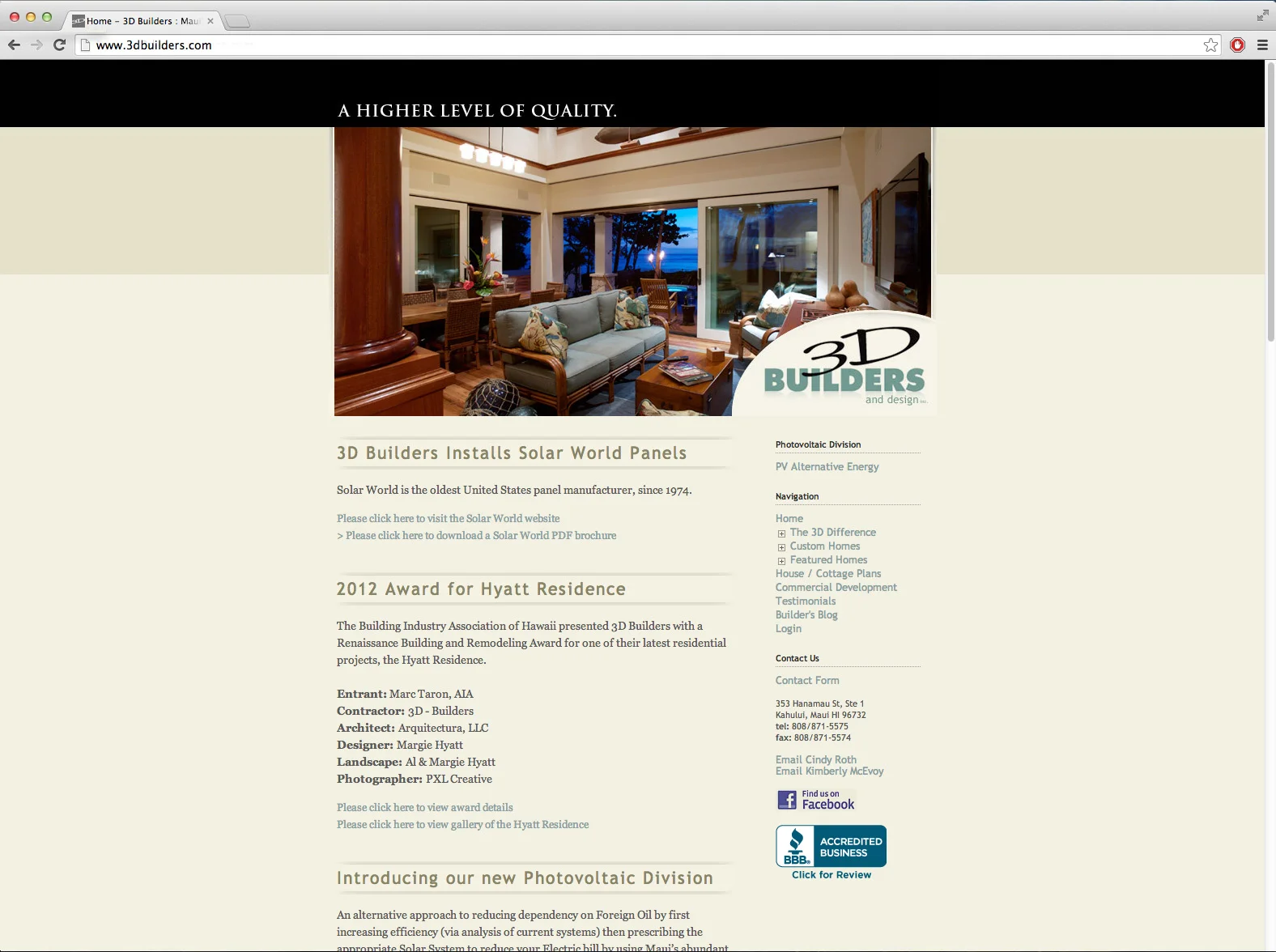 Previous website initially built for 3D builders