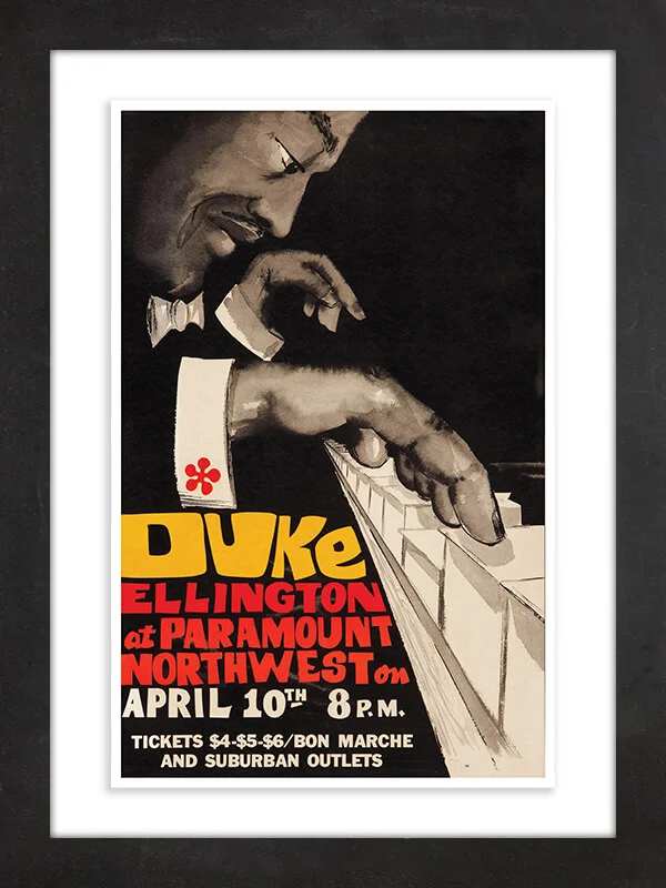 Duke Ellington, 1973 An ornate movie theater converted into a concert hall, Portland's Paramount Northwest Theatre has hosted everyone from Frank Sinatra and the Beach Boys to David Bowie and Madonna. But the arrival of jazz great Duke Ellington in 1973 was seen as sufficiently historic that promoters commemorated the show with a limited-edition poster of just 200 copies.