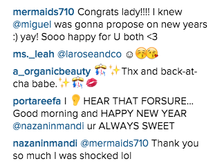 Nazanin Mandi confirming she and Miguel are engaged.jpg