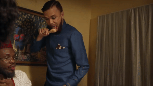 Jidenna being whisked away into the other room in The Let Out.gif