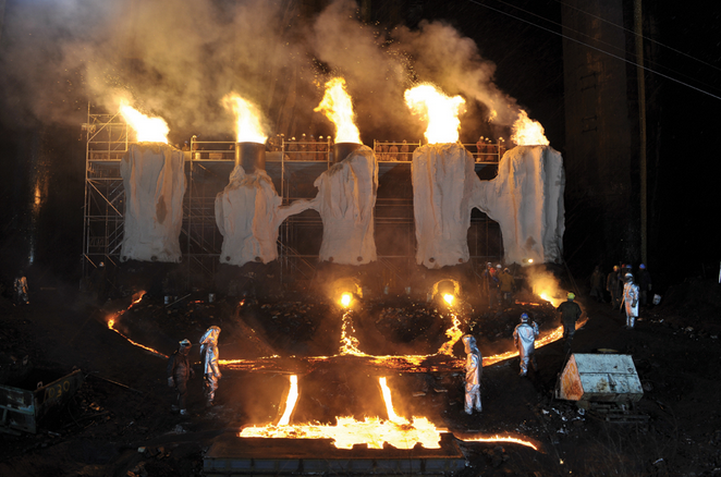 Giant smelters that melt a Chrysler. 