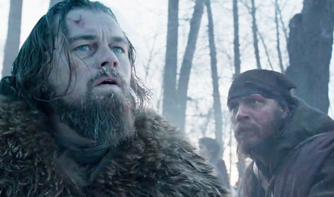 Leonardo DiCaprio, Tom Hardy, and Forrest Goodluck in Alexandro González Iñárritu's The Revenant. 