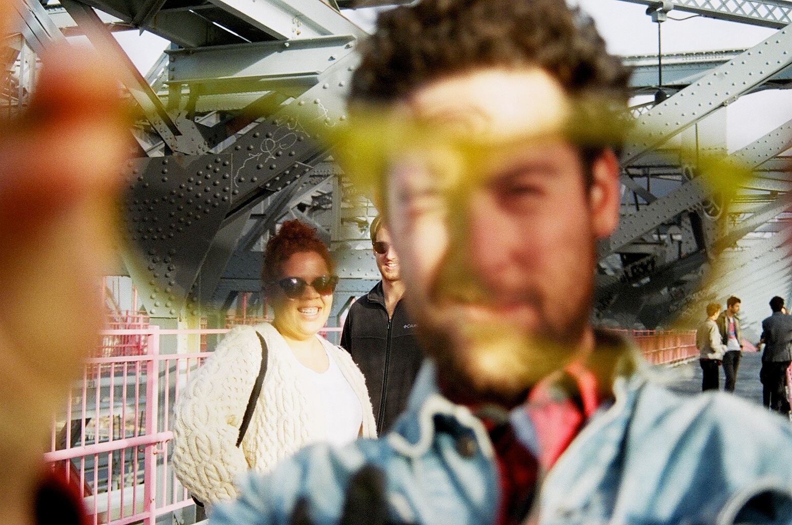 Weaves on the Williamsburg Bridge during CMJ with Calvin Love and crew in the background