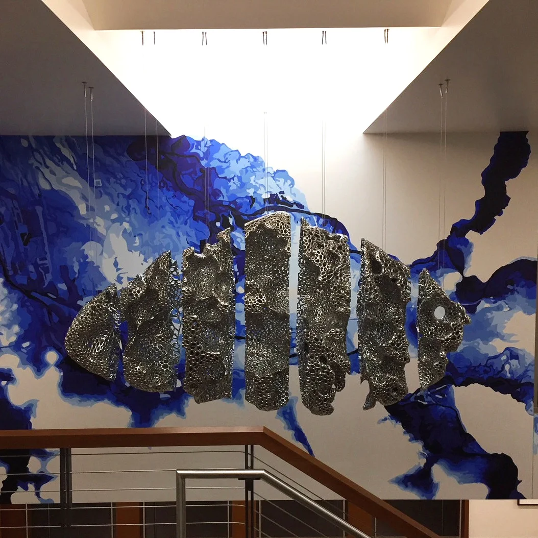 Sculpture of Meteorite Installed in Straub Hall Atrium