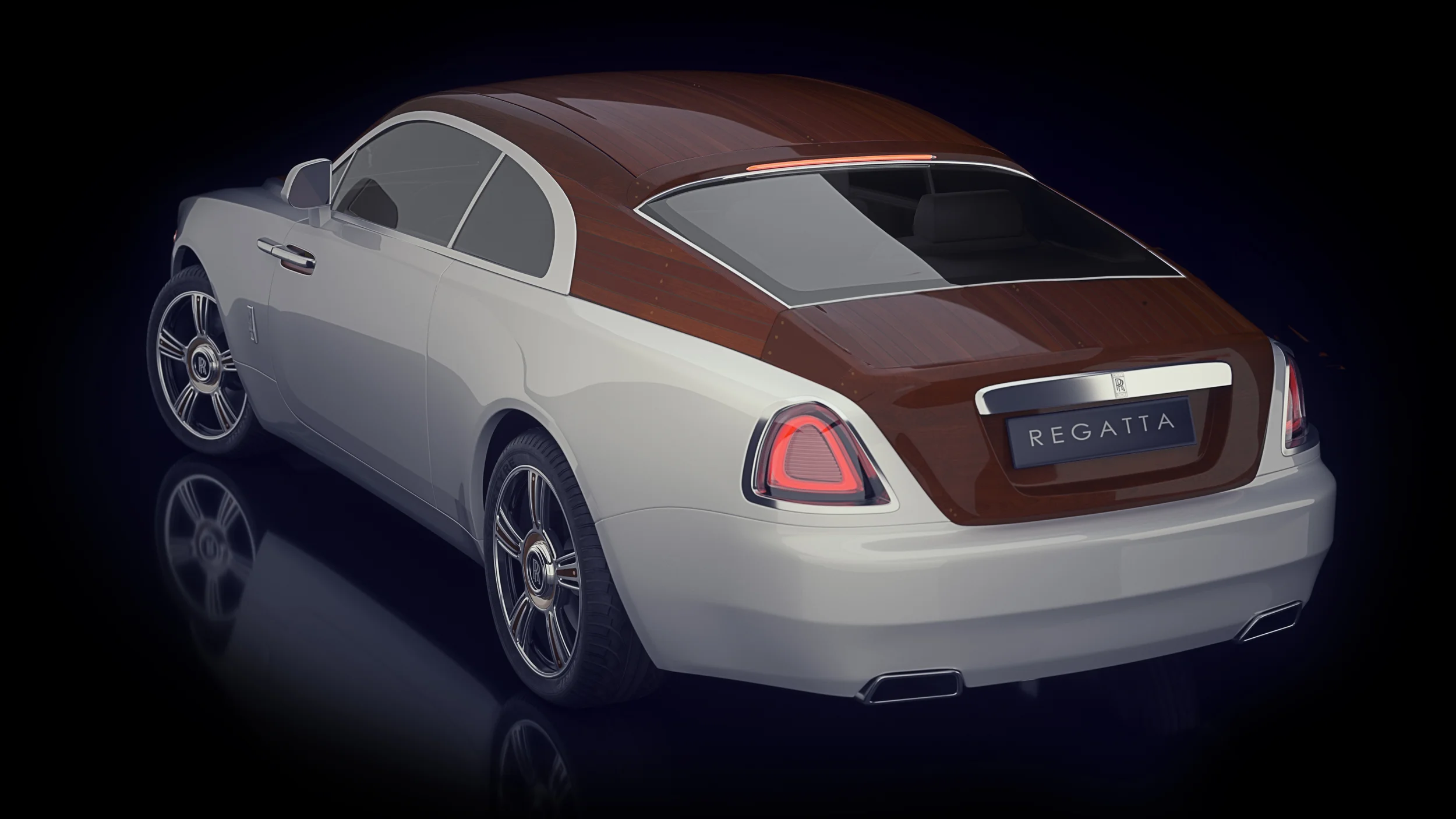 The Wraith's  Stern is equally impressive with it's inlaid and planked fastback.