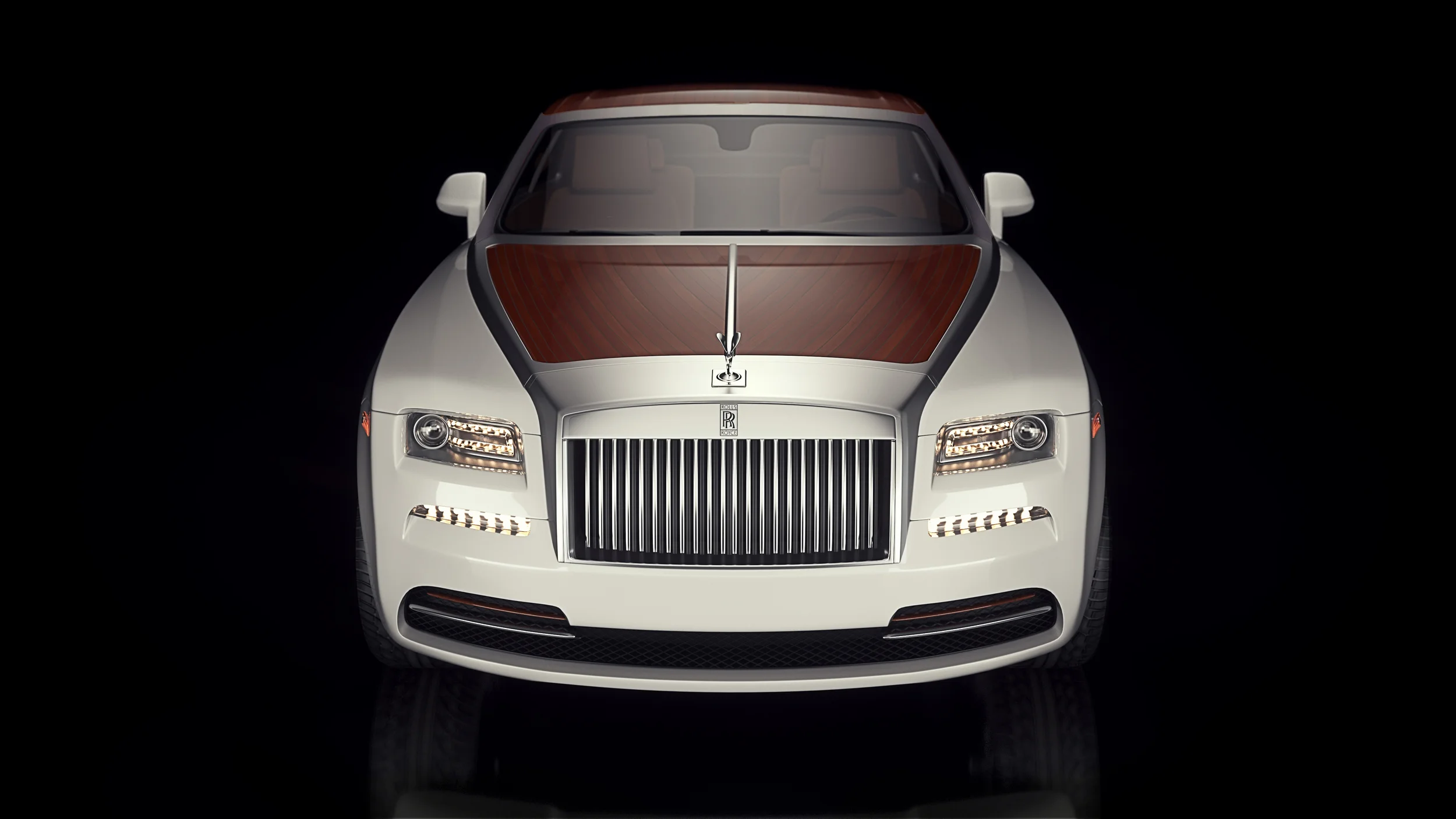 Your view from the" bow"...the satin aluminum and mahogany hood arrives ahead of the rest. 