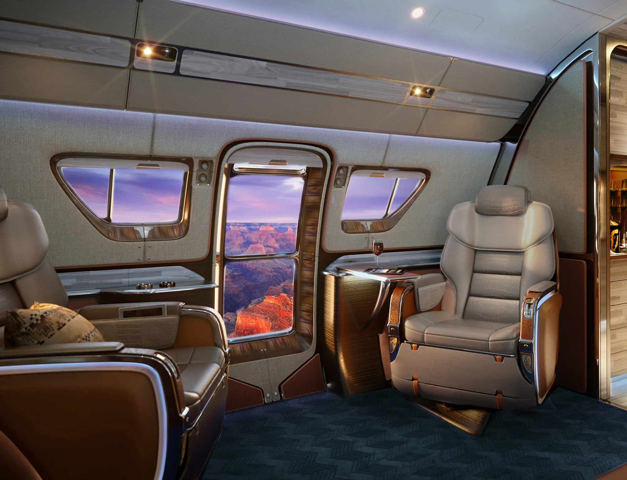 Embraer's exclusive portrait window delivers on wide open spaces. The largest in private aviation.
