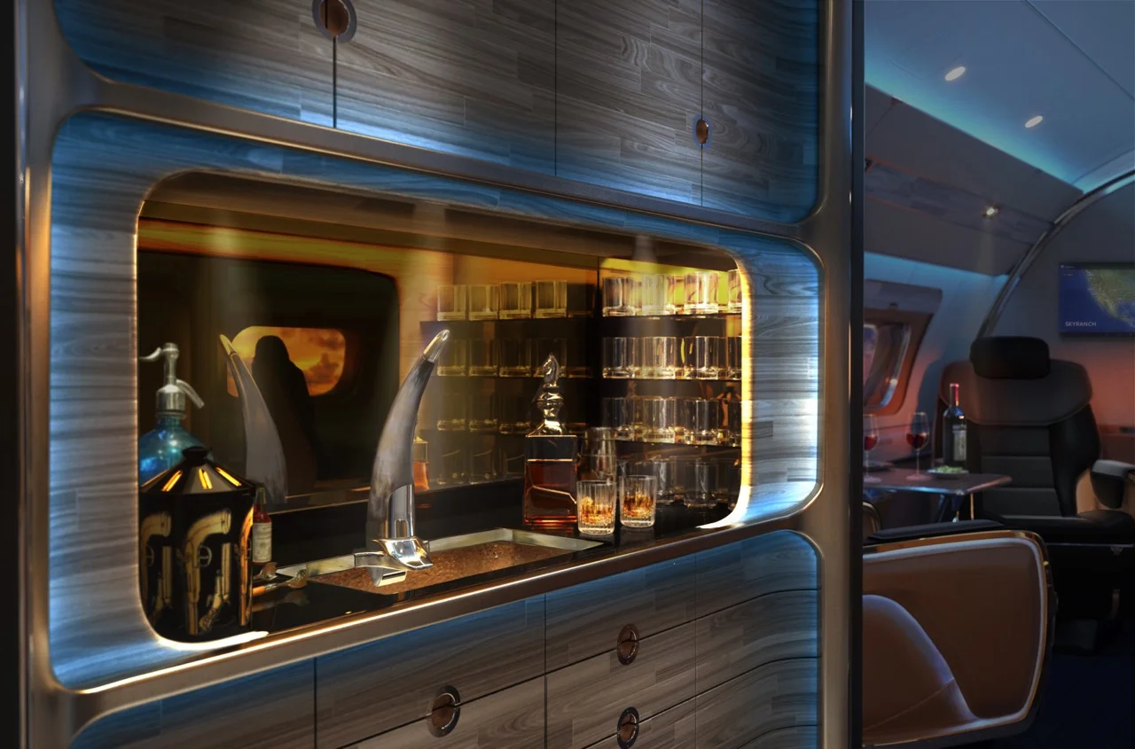 The Galley features a bison horn beer tap that doubles as a conventional sink.