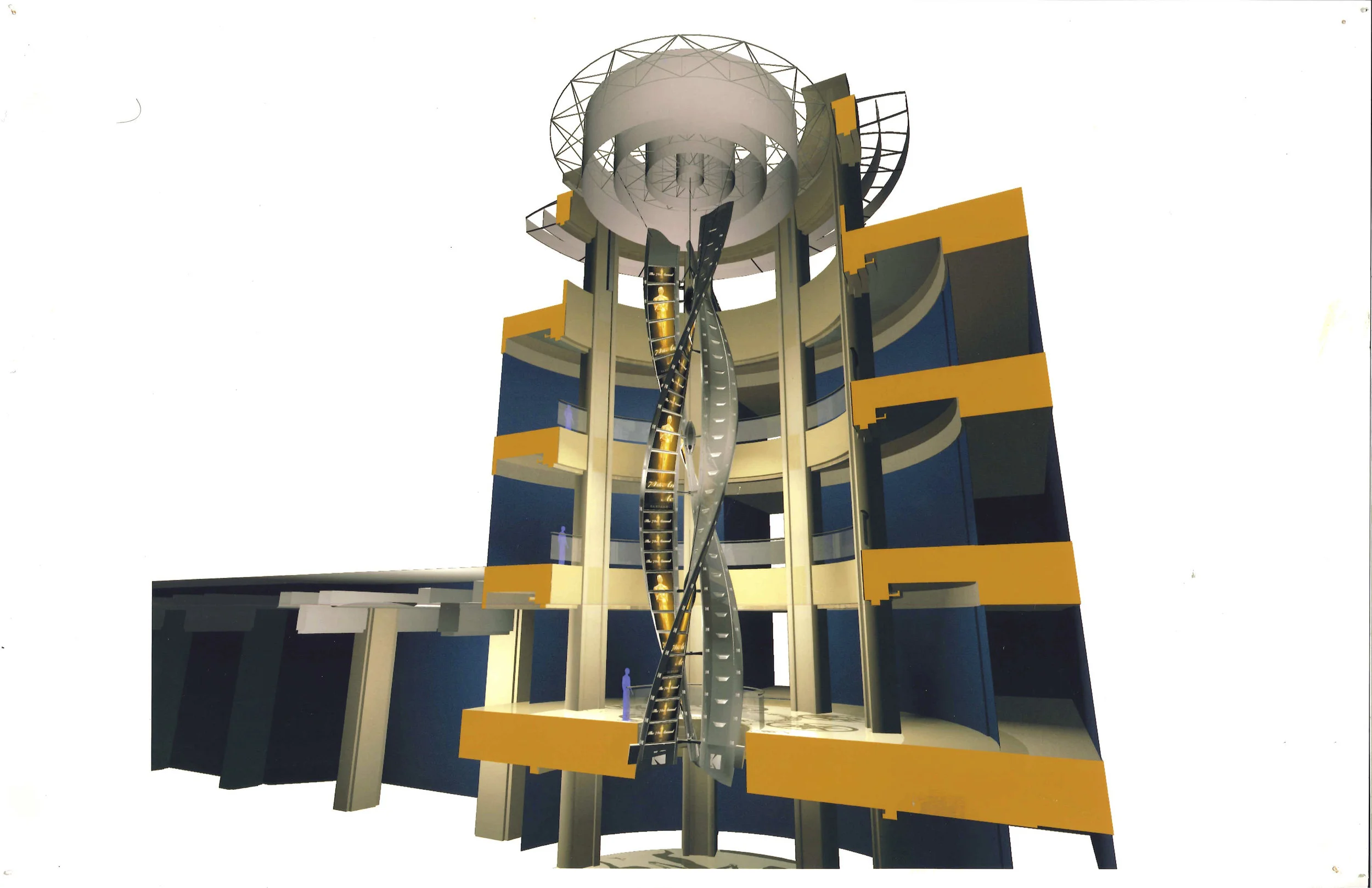 Section view of the DNA inspired sculpture was studied from many angles prior to committing to media production. 