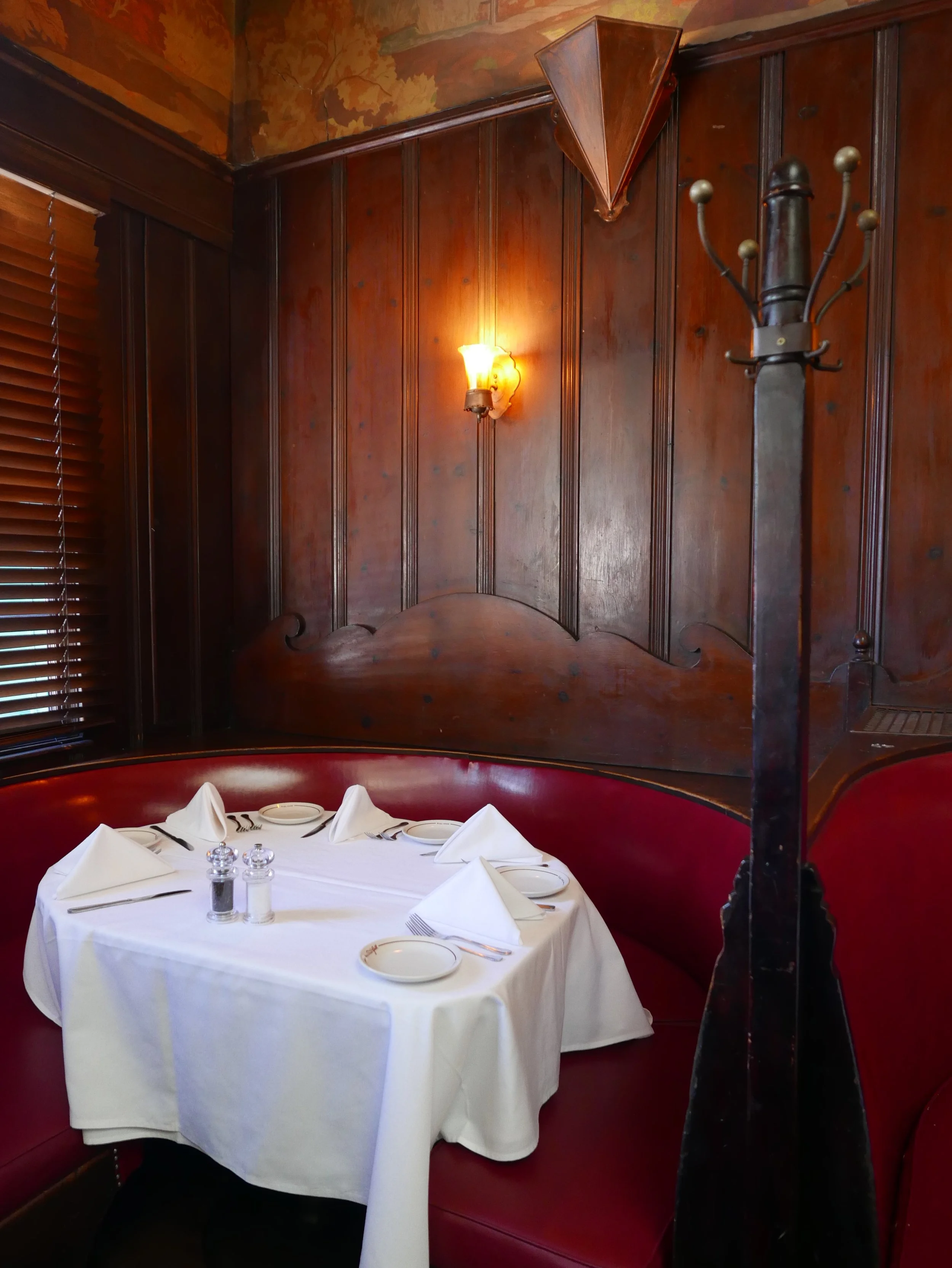 Charlie Chaplin's corner booth . Experience is continuity and this place has it. EVERY detail hangs together, including the staff.