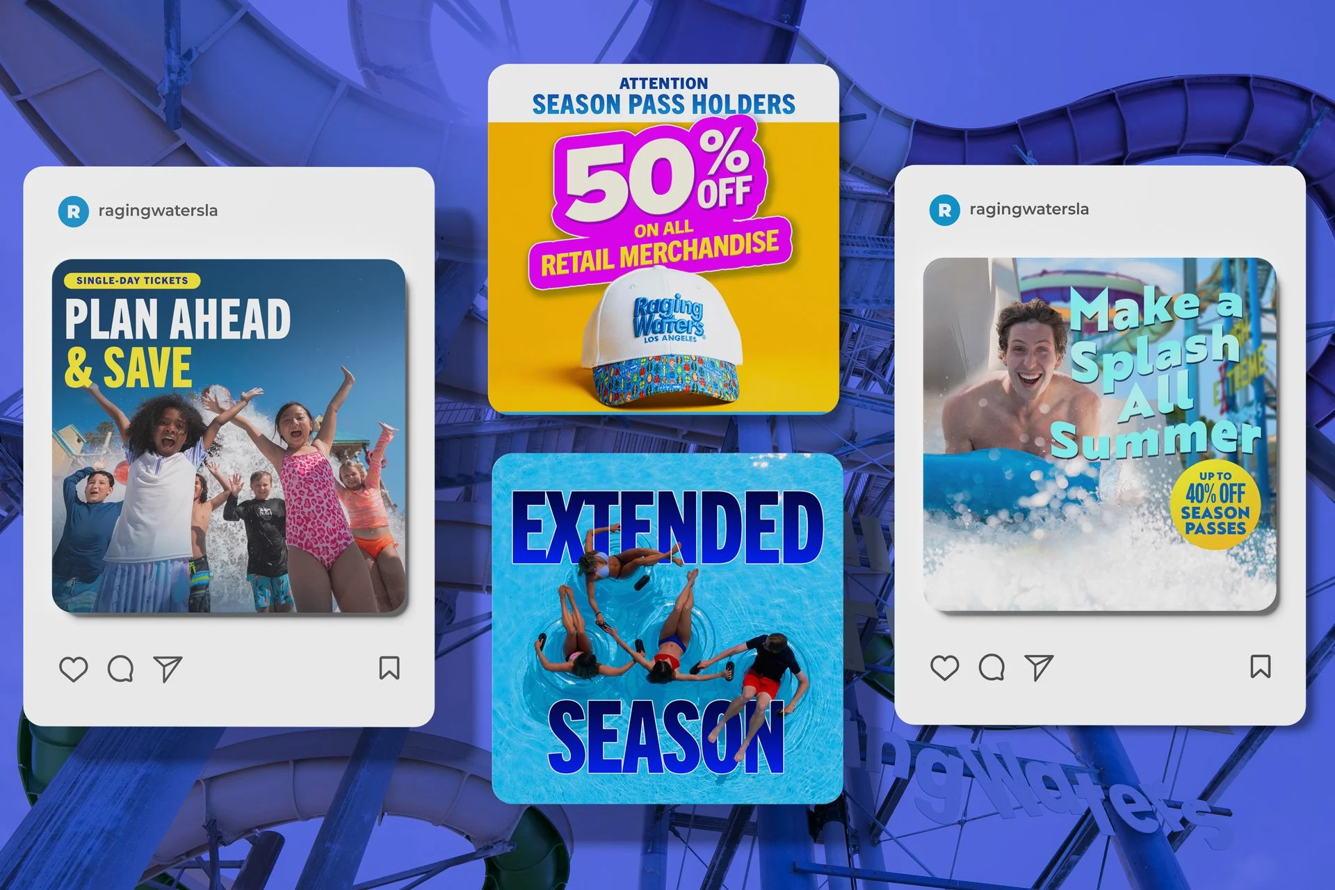 Raging Waters social posts supporting the 2026 season.