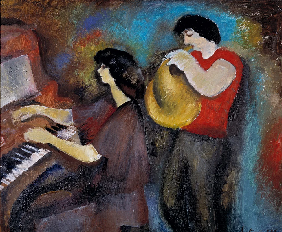 French Horn and Piano, 1984, oil/cardboard, 55x60 (Private collection)