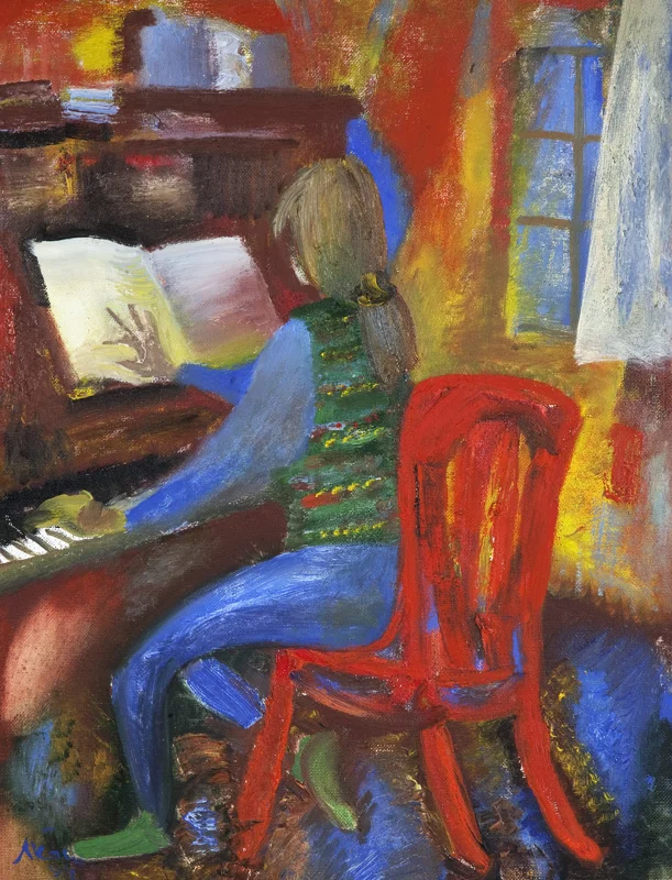 Piano Practice, 1994, oil/cardboard, 50x40