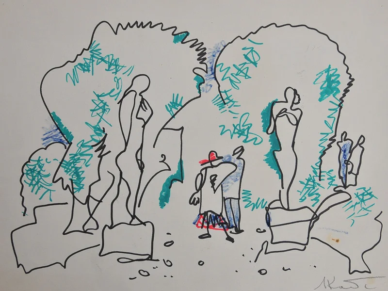 Letniy garden, paper/marker, 36х48