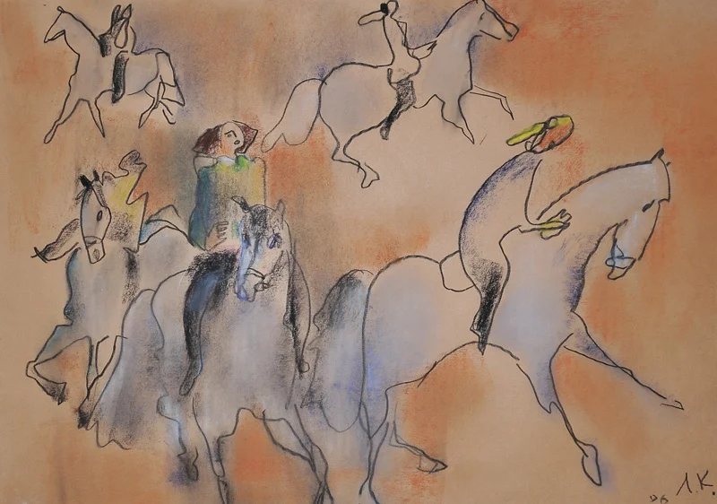 Races, 1996, pastel/paper, 35х50