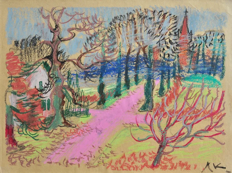View from Hernen castle, 1992, pastel/paper, 36х48