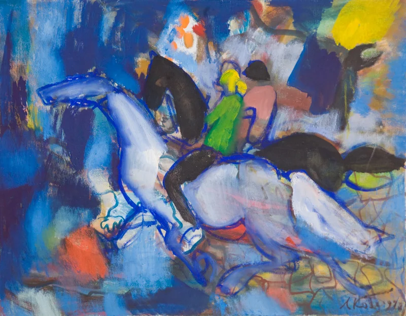 Horse riders, 1997, oil/cardboard