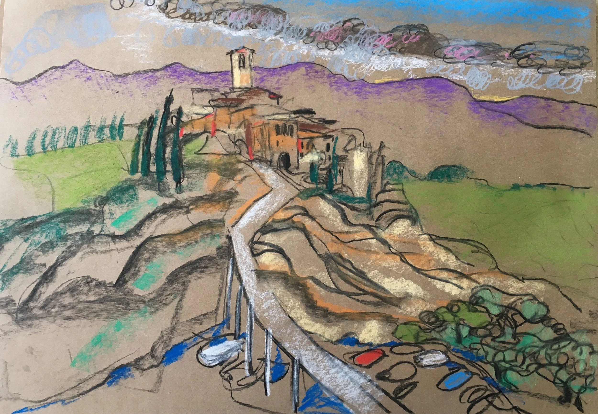 Bagnoregio, Italy, pastel/paper