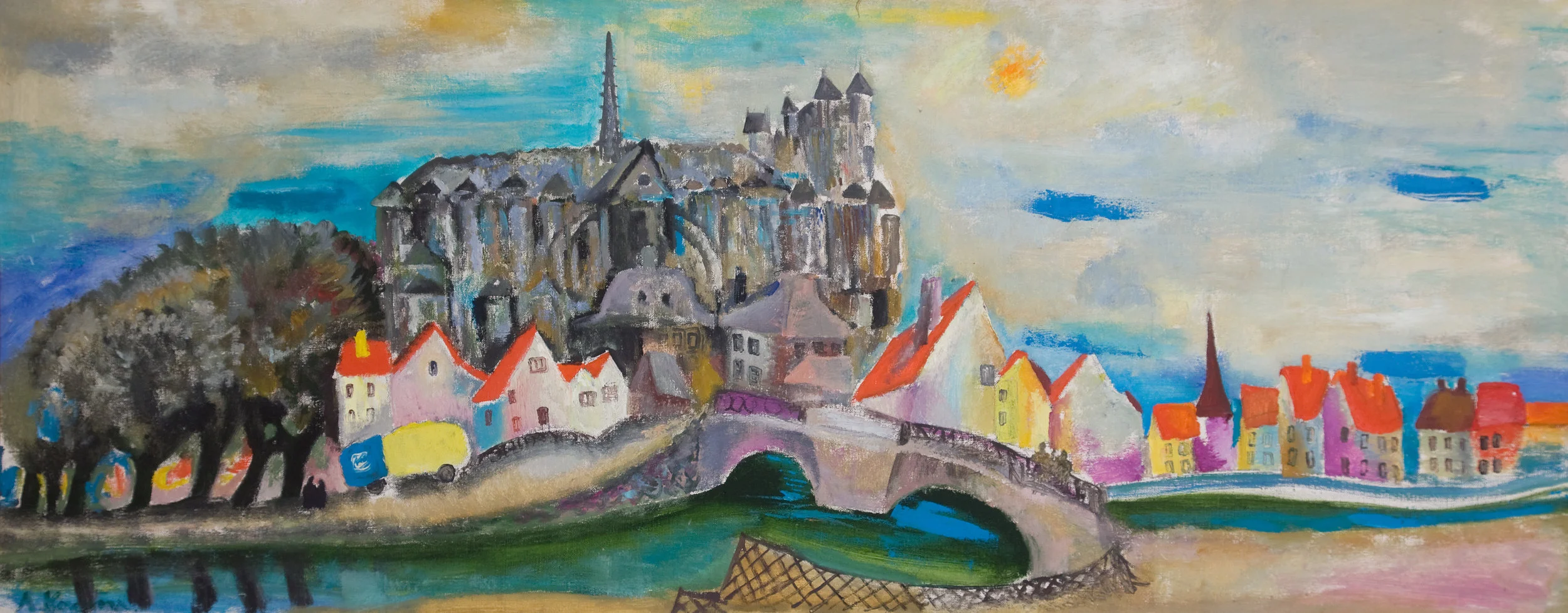 Amiens Cathedral, 1979-80, oil/canvas, 70x140