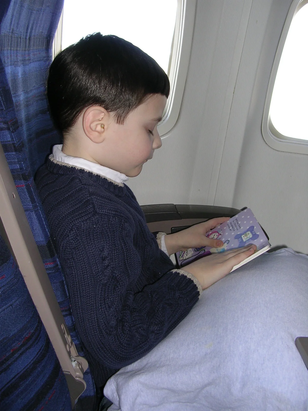 Josh on our first flight to Ohio
