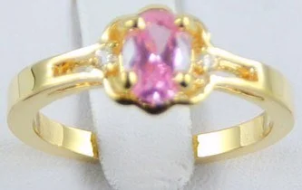 14k 0.39ct Pink CZ Yellow Gold Ring
