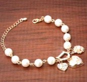  Fashion Gold Pearl Charm Bracelet