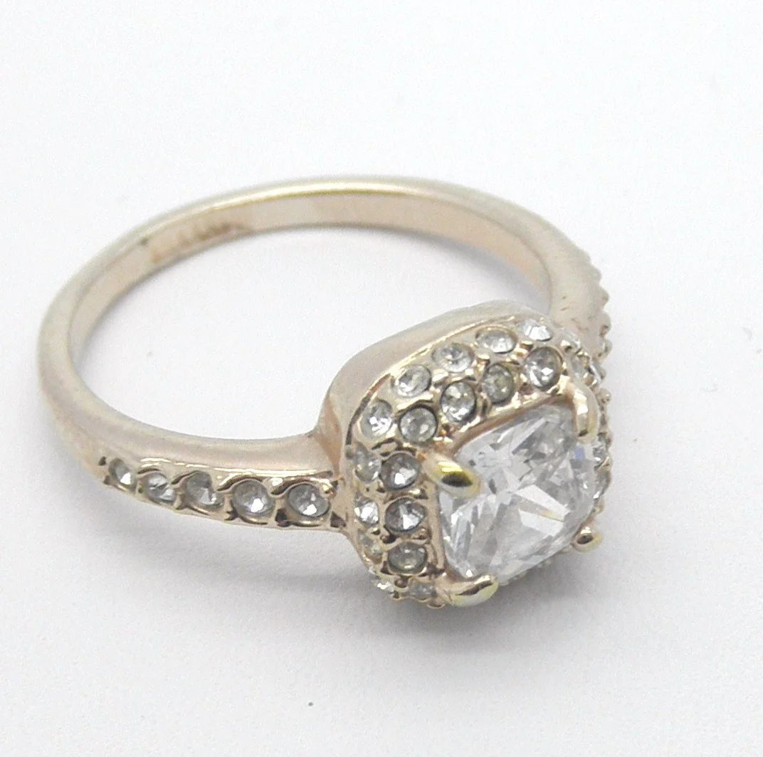 18k Gold Rose Swarovski Crystal Ring 