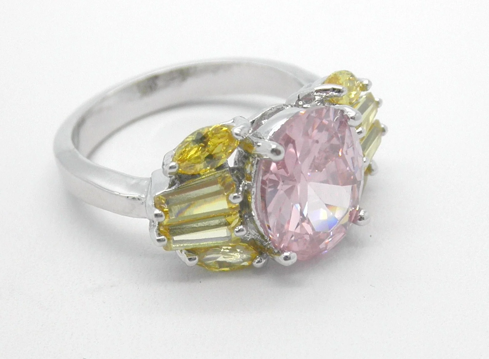 Sterling Silver Cut Citrine Pink Topaz Ring