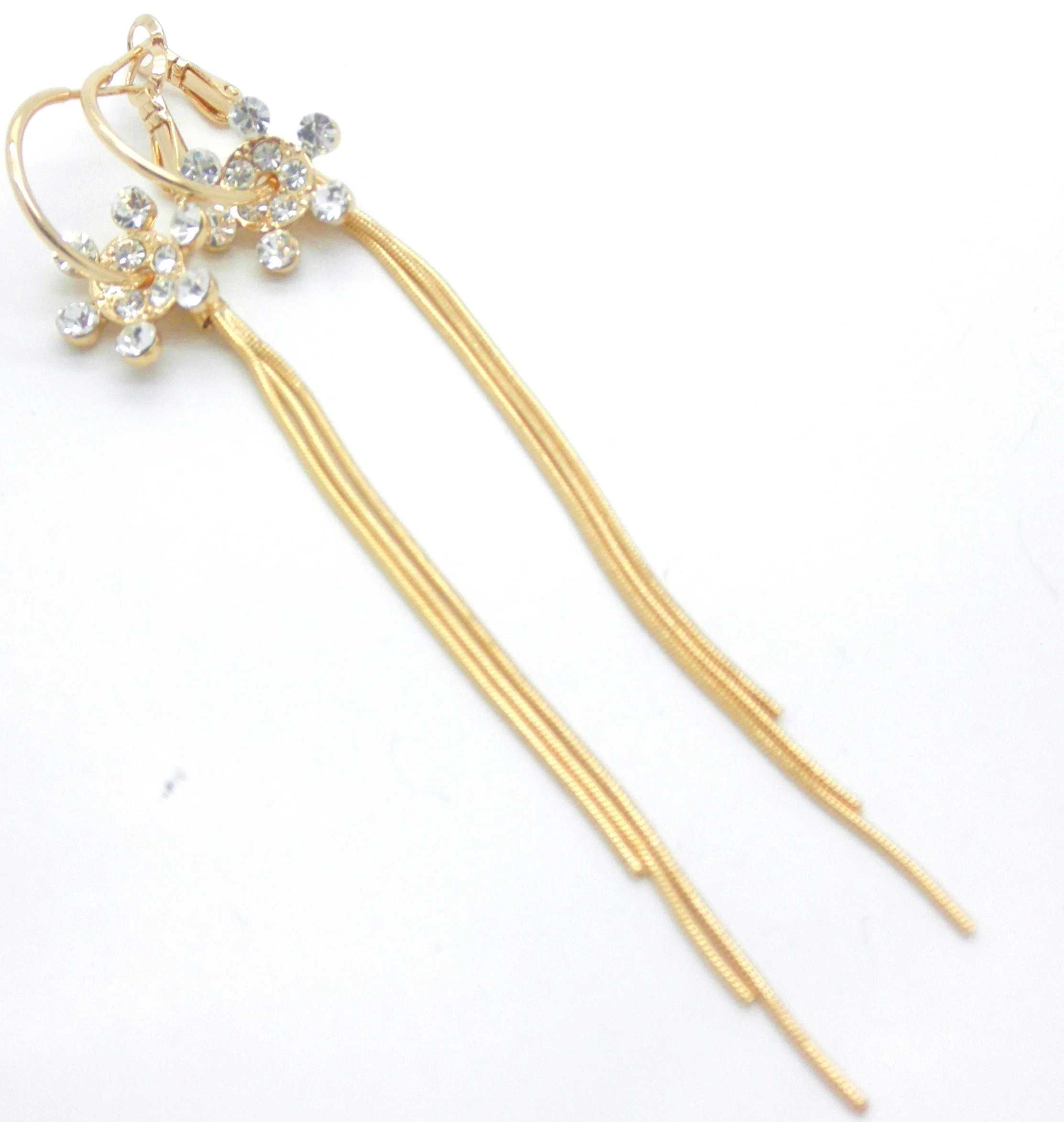 Flower Chain 18k Yellow GP Crystal Hoop Earrings