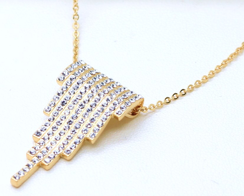 18k Gold Plated Cluster Crystal Bib Pendant Necklace 45CM Fashion Jewelry