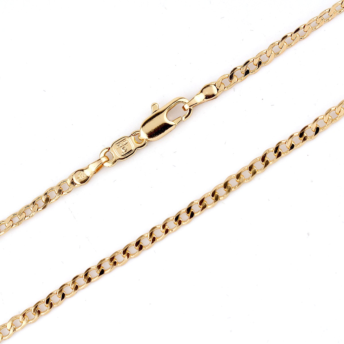 18k Gold Plated Thin Curb Chain Long Necklace Fashion Jewelry 60cm 2mm 24"
