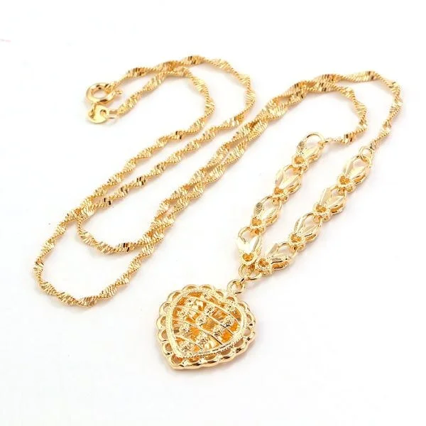 14k Yellow GF Heart Necklace 18.5"