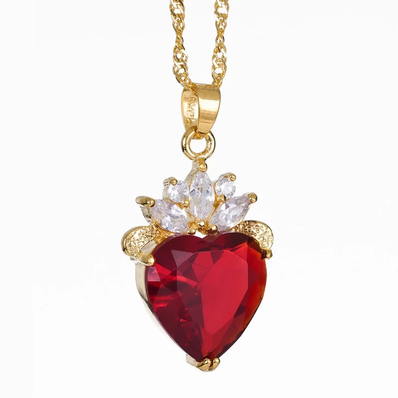 Heart Cut Ruby GP Fashion Jewelry Pendant Necklace