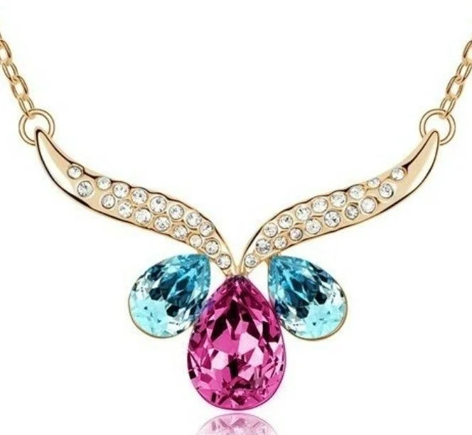 Austrian Crystal 18K Yellow GP Necklace