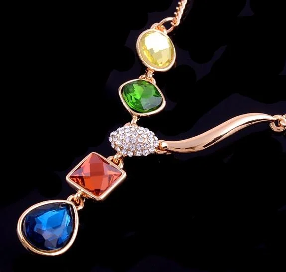 ​14K GF Colorful Gemstone Necklace Jewelry