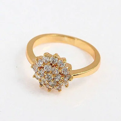10K Gold Filled Zircon Flower Ring