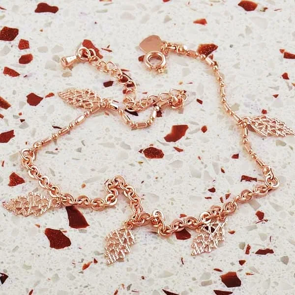 10K Rose GOLD Filled Leaf Anklet
