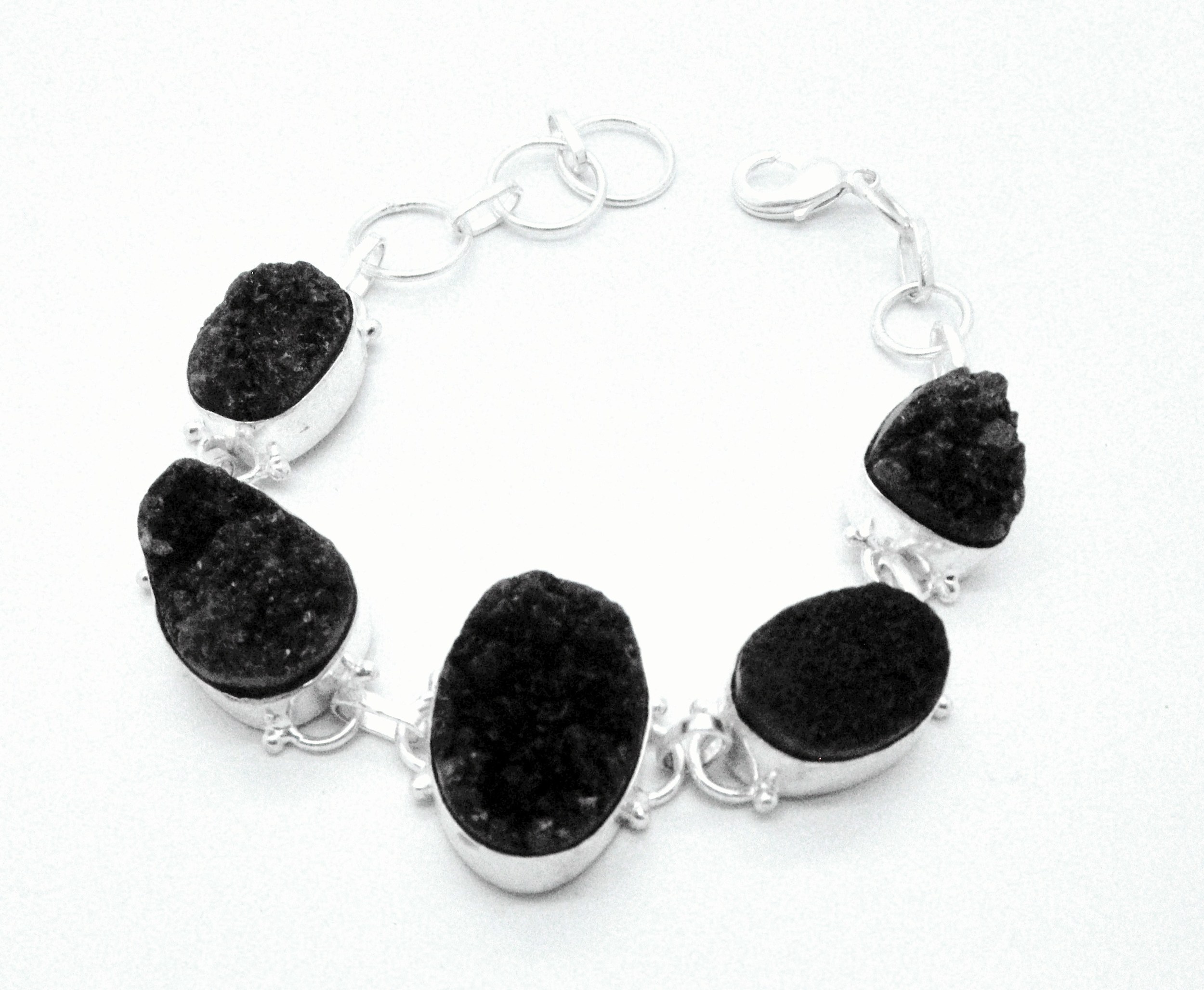 ​925 Sterling Silver Agate Druzy Bracelet