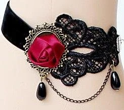Gothic Black Lace Rose Flower Tassel Anklet Foot Strap