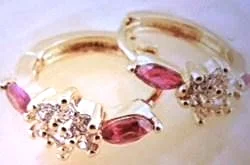 14k Yellow Gold Filled Ruby Earrings