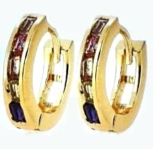 10k Yellow Gold Crystal CZ Hoop Earrings