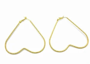 14k Yellow Gold Heart Hoop Earrings