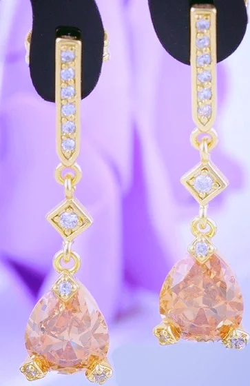 Alluring Citrine Gemstone Raindrop 14k Gold Filled Earrings 