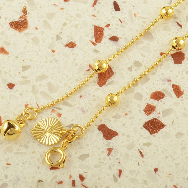 10k Yellow GF 1 Bell Heart Anklet