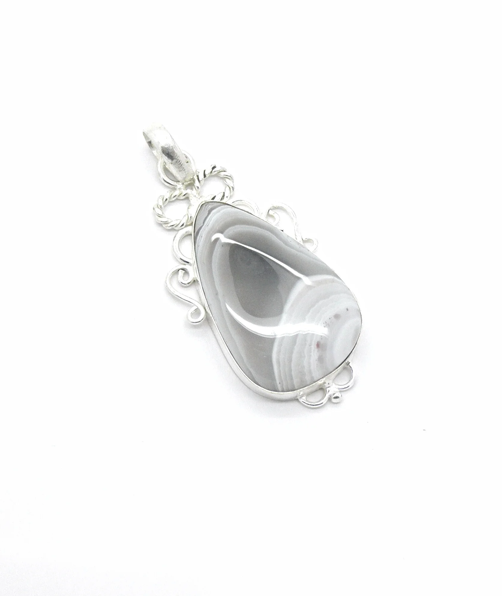 925 Sterling Silver Botswana Agate Pendant