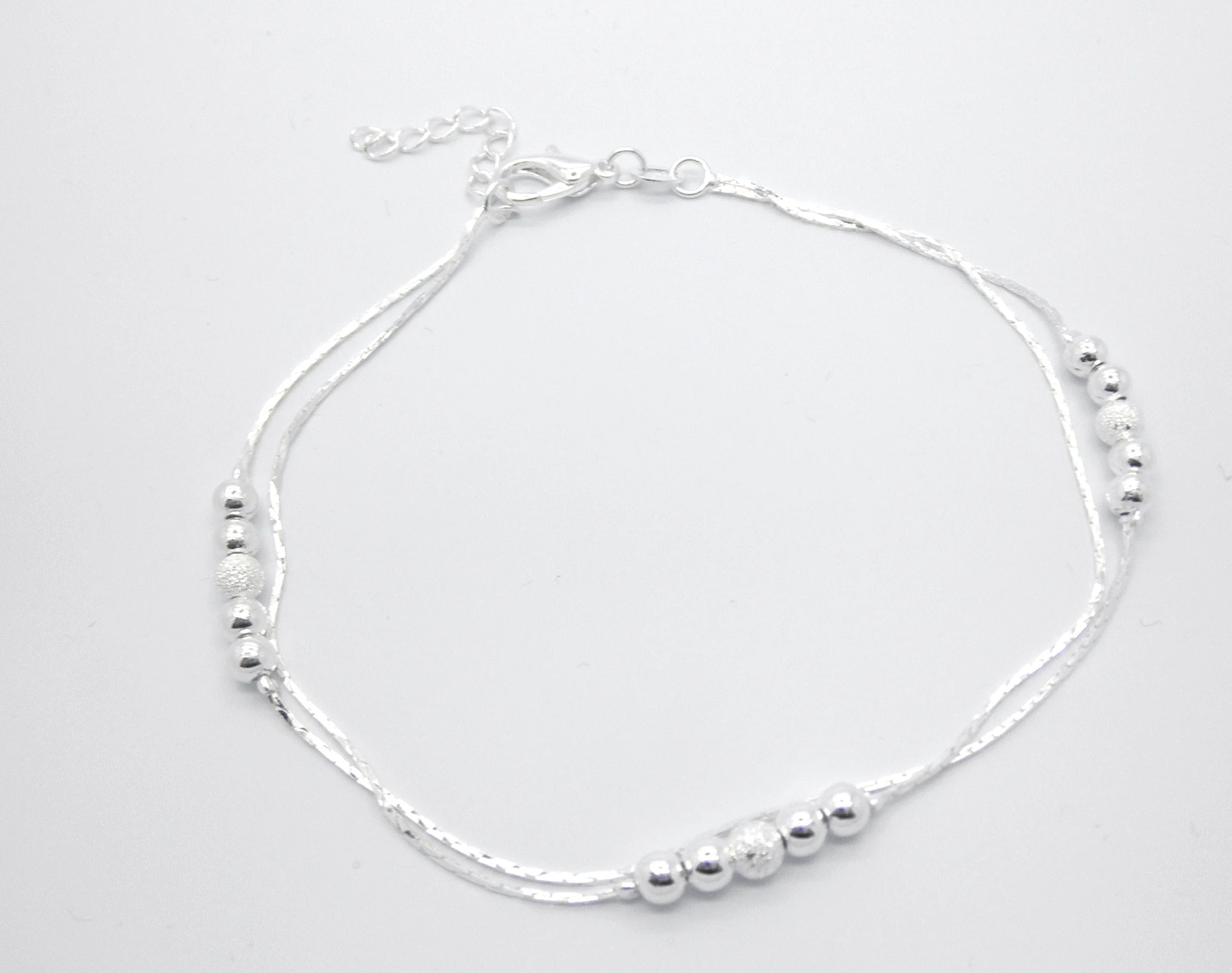 925 Sterling. 925 Silver Plated 15-Pearls Chain Anklet Charm Anklets