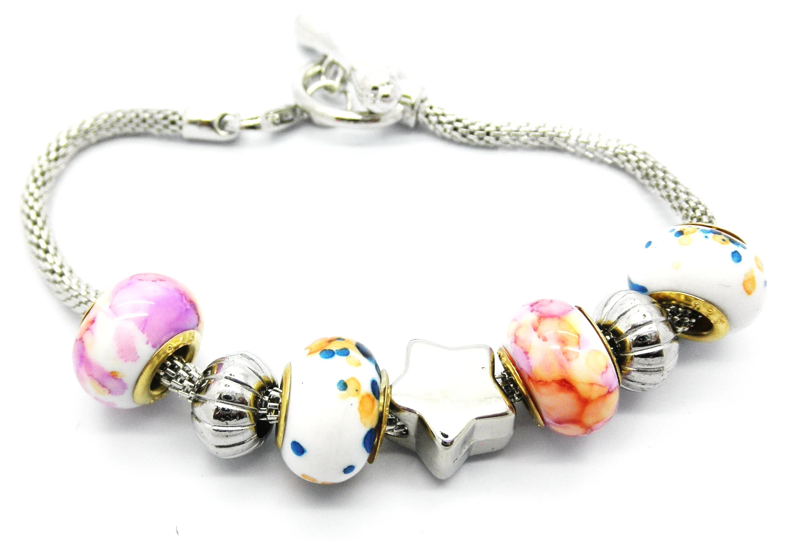 Clasp Beaded European Charm Bracelet