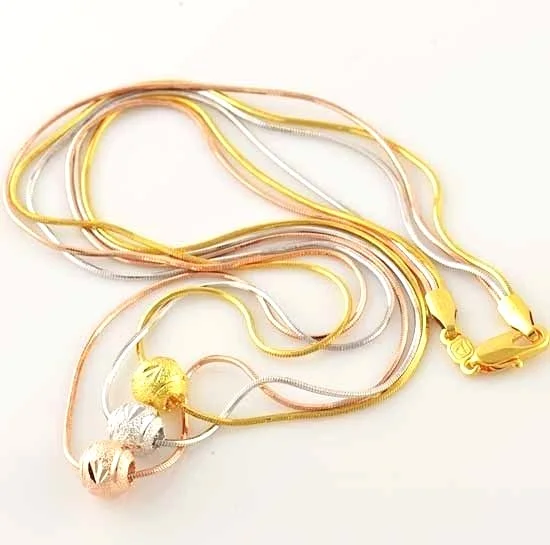 10K 3 Colour Gold Filled Beads Necklace